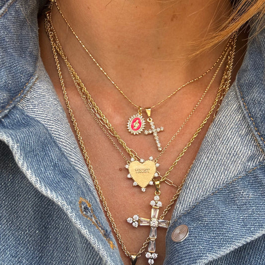 Hot Pink Lady Lourdes multi-charm Necklace