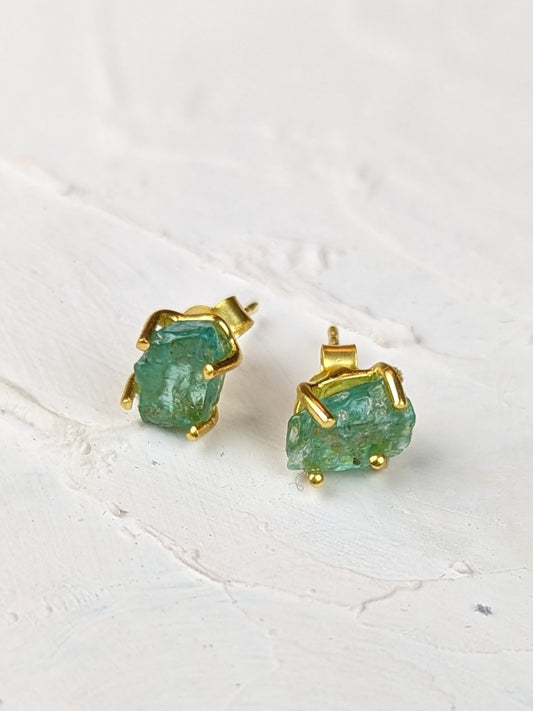 Raw Apatite Stud Earrings