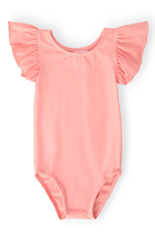 Peach S/S Flutter Sleeve Leotard