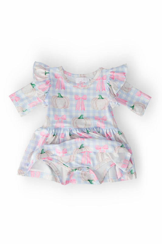 Pumpkin Picnic Twirl Flutter Bodysuit