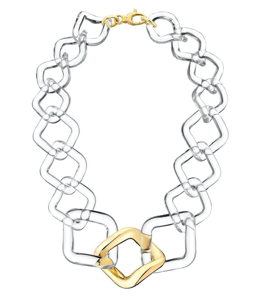 Oversized Twisted Link Lucite Necklace