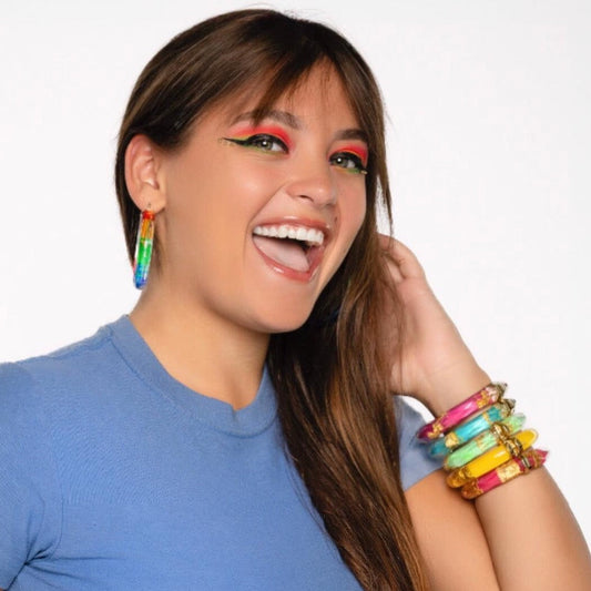 PRIDE Rainbow Tie Dye Lucite Hoops