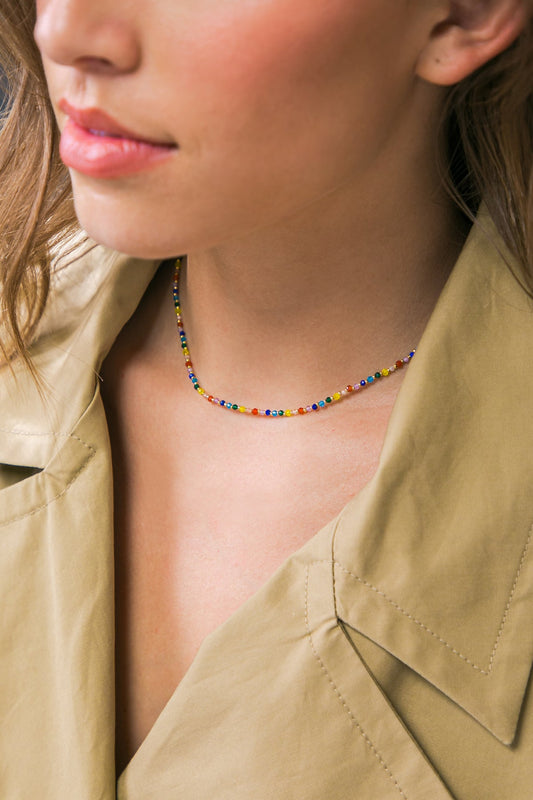 Colored Enamel Pearl Necklace