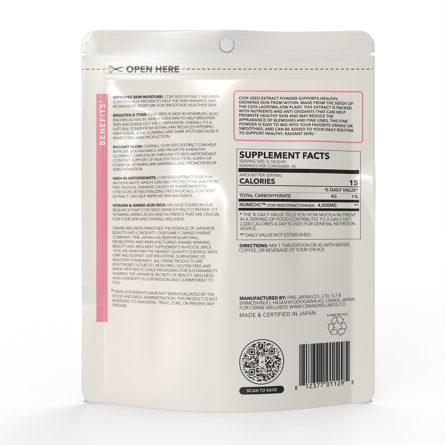 Tone and Glow Coix Seed Extract Powder