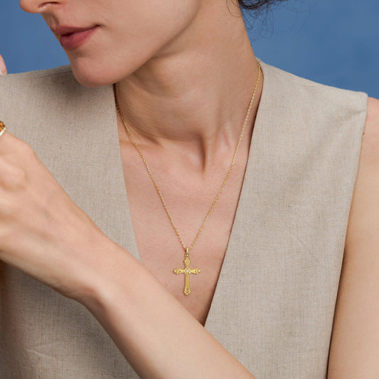 Baroque Cross Pendant Necklace