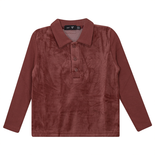 Velour And Rib Combo Polo