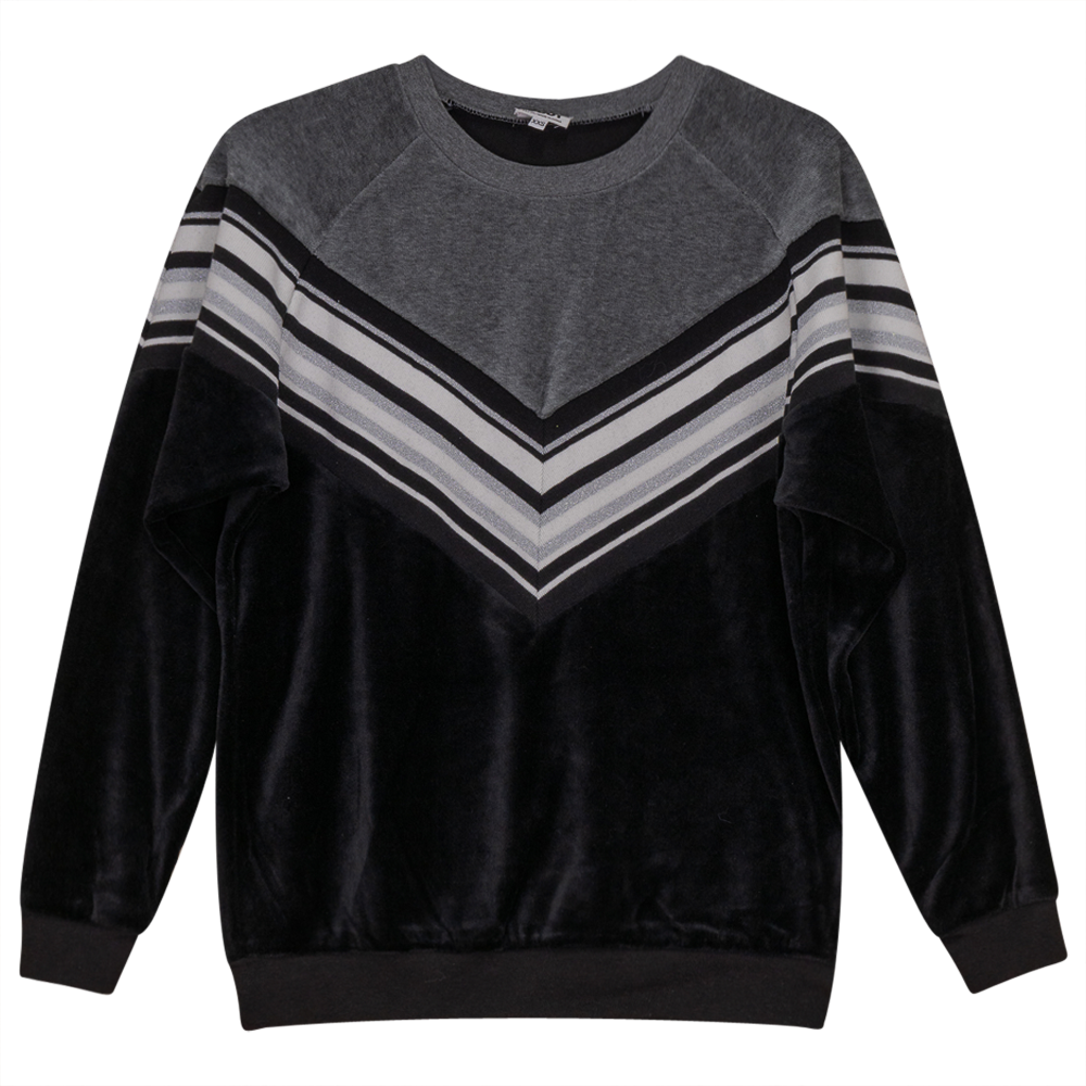 Velour 2 Tone V-Stripe Top