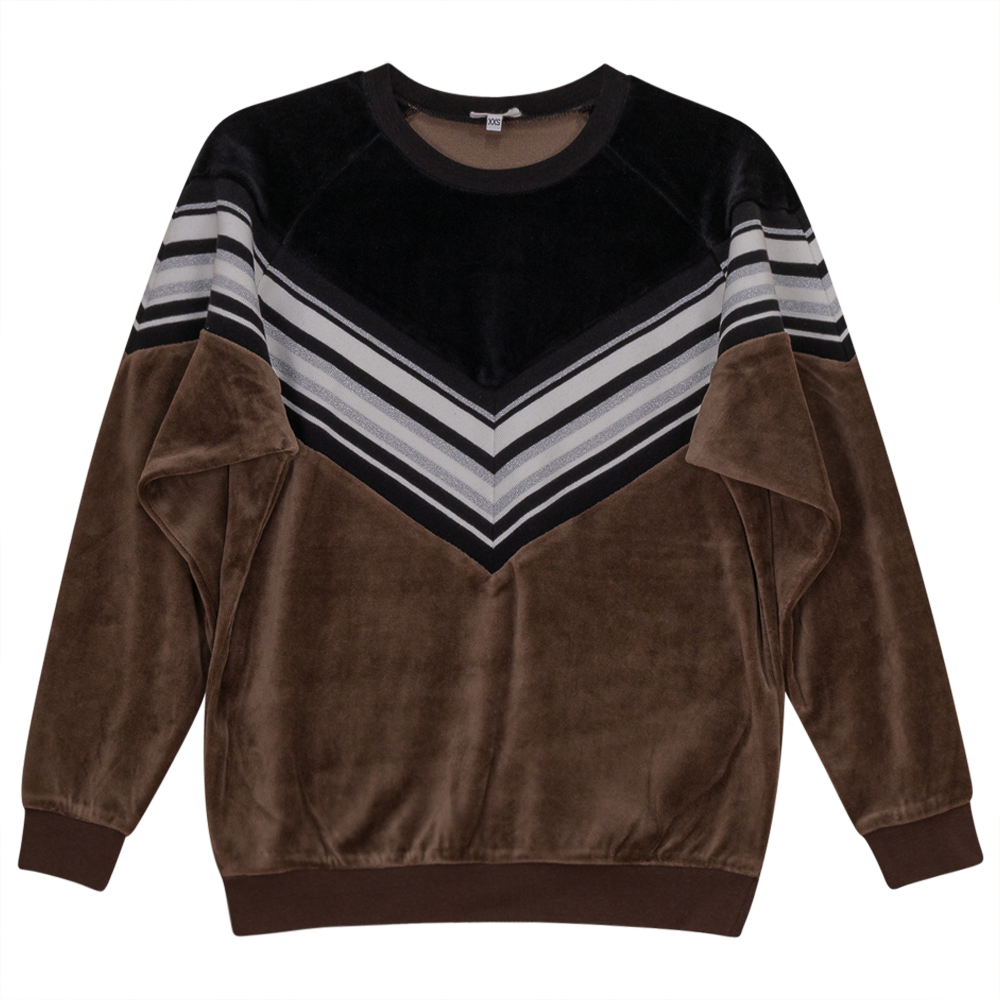 Velour 2 Tone V-Stripe Top