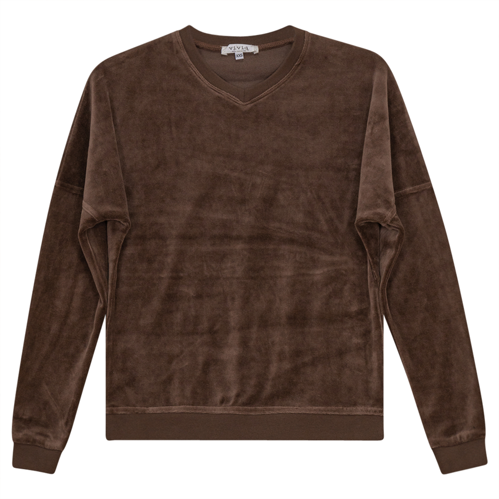 Cotton Velour Drop Shoulder Top