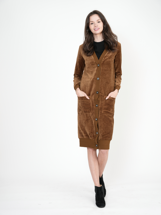 Cotton Velour Long Cardigan