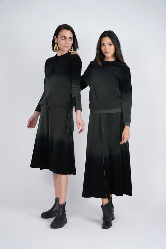 Short Wrap Velour Skirt