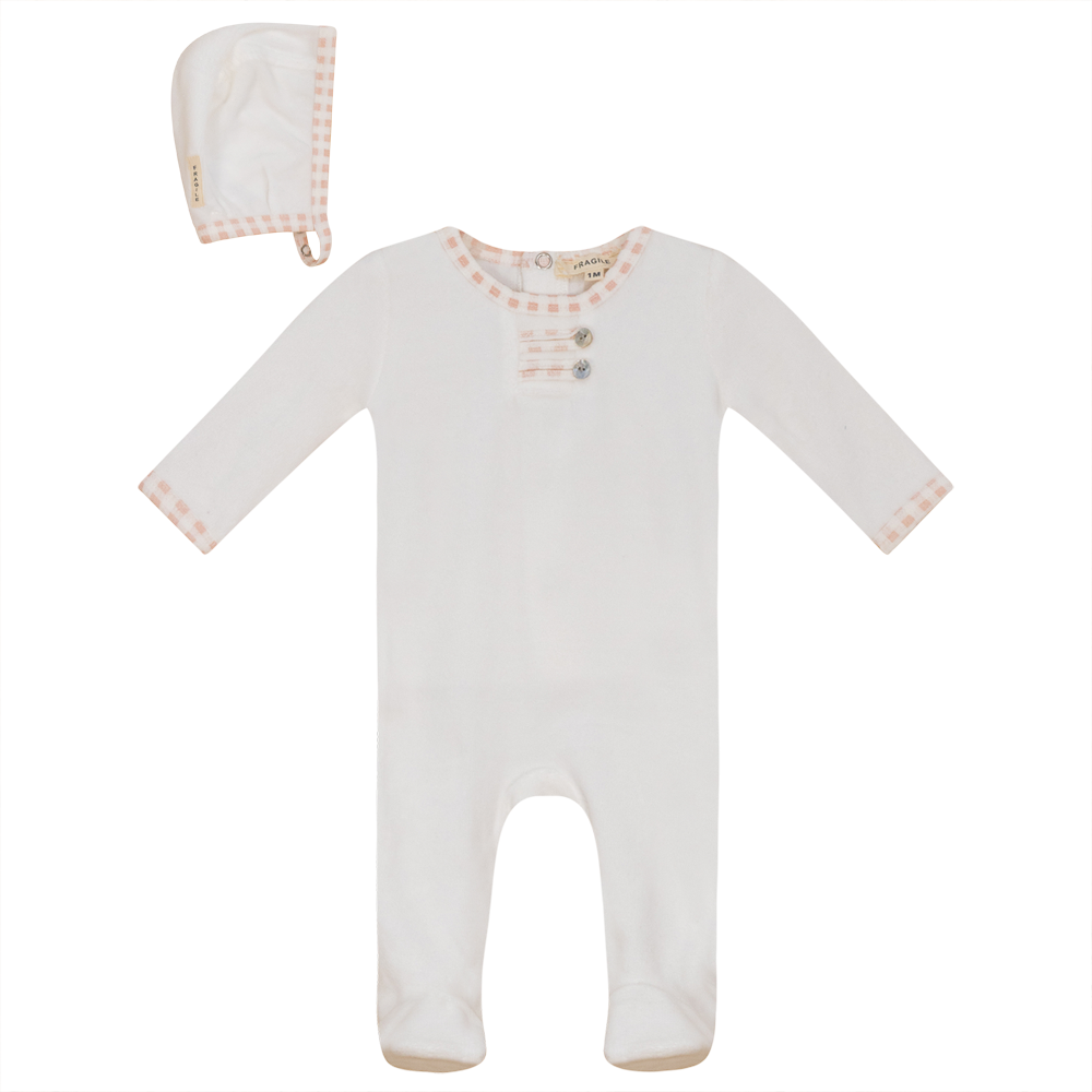 Velour Onesie with Bonnet