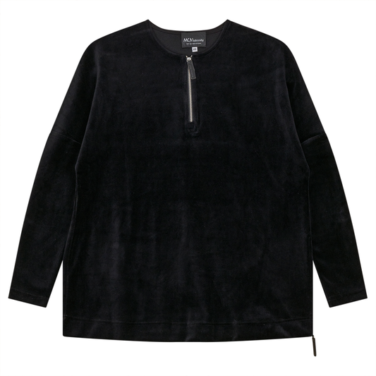 Maternity Henley Velour Zip Top