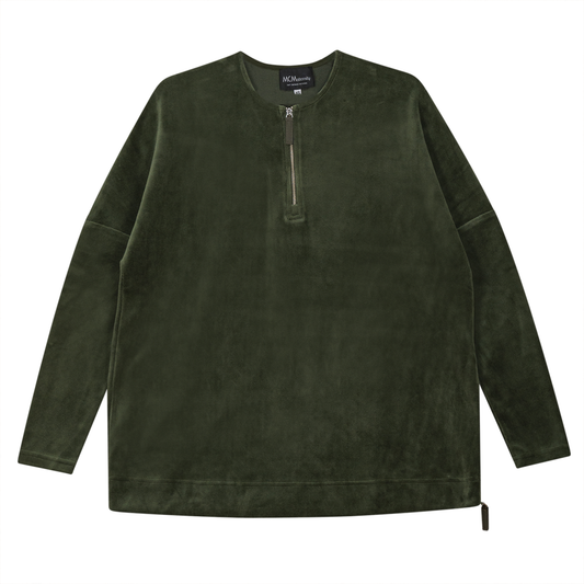 Maternity Henley Velour Zip Top