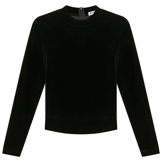 Velour Tie Mock Neck