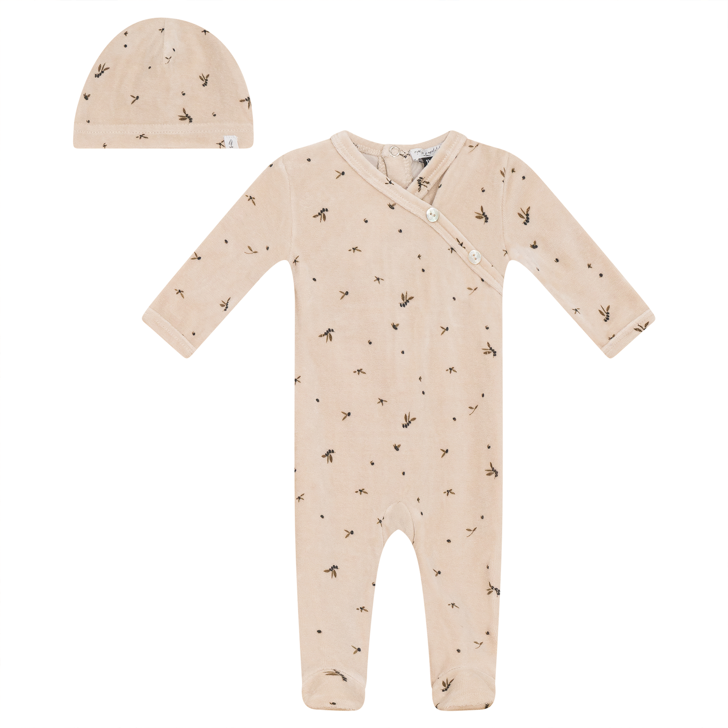 Leaf Print Velour Onesie Set
