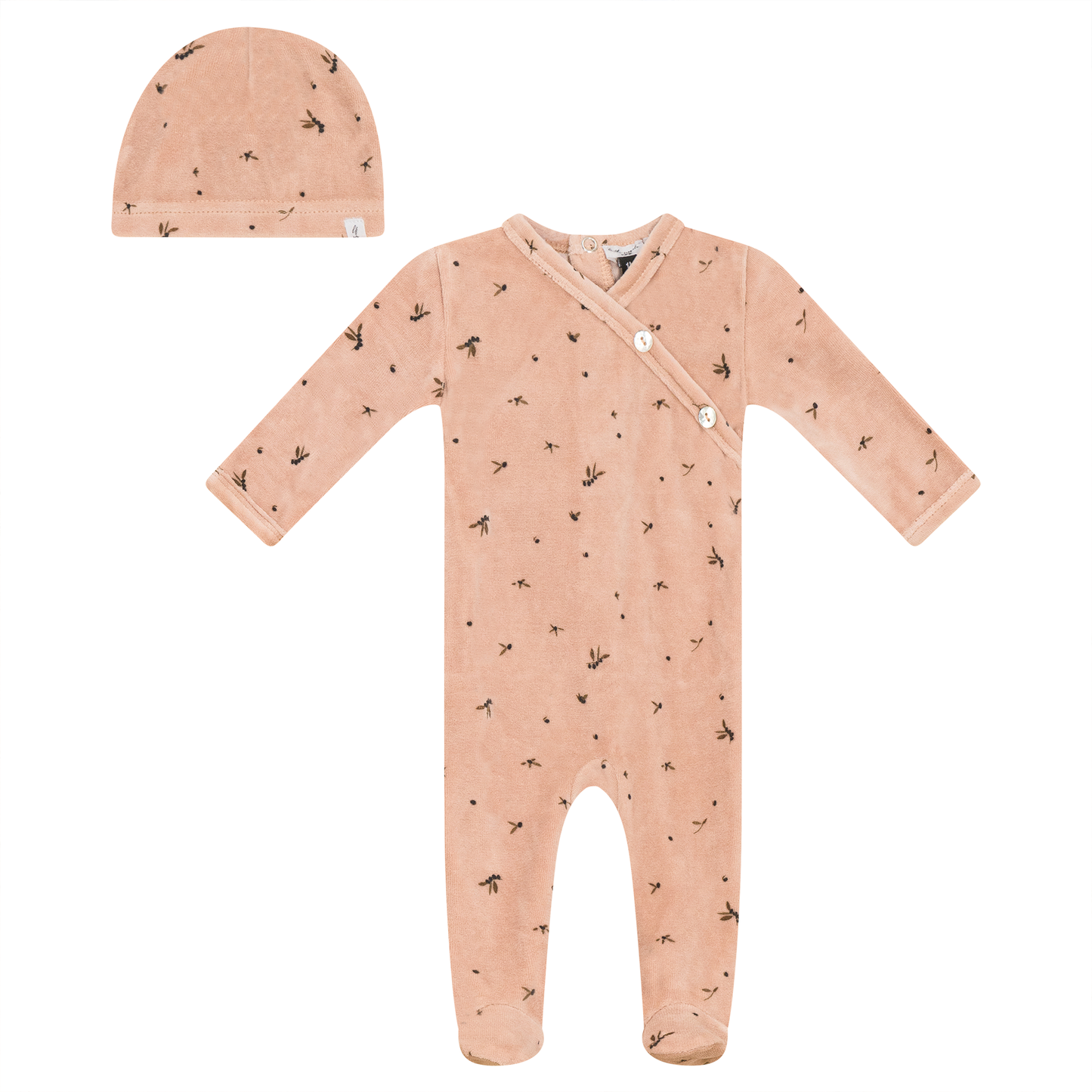 Leaf Print Velour Onesie Set