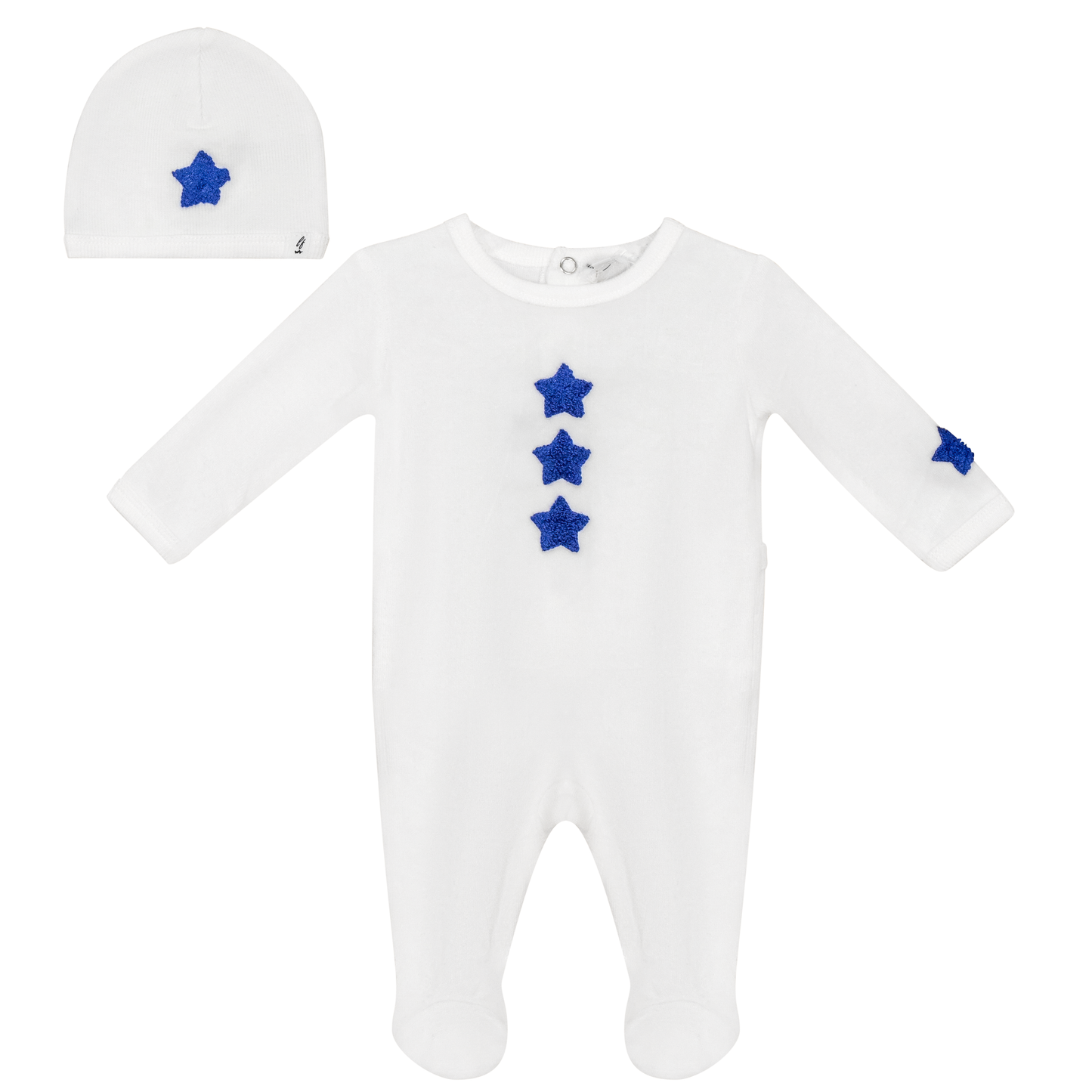 Velour Hook Stitch Onesie with Hat