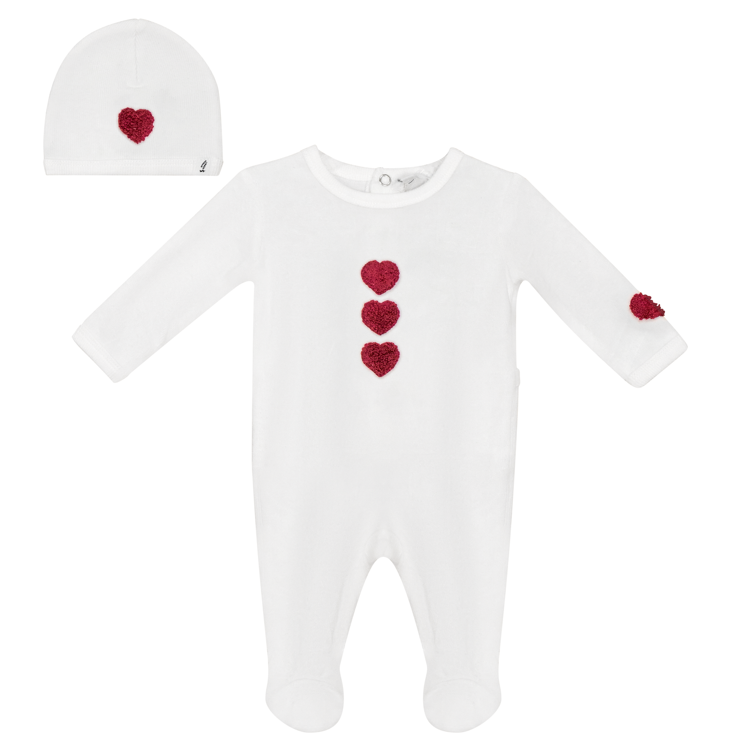 Velour Hook Stitch Onesie with Hat