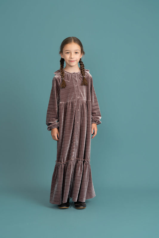 Plaid Velour Maxi Dress