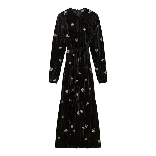 Embroidered Velour Dress