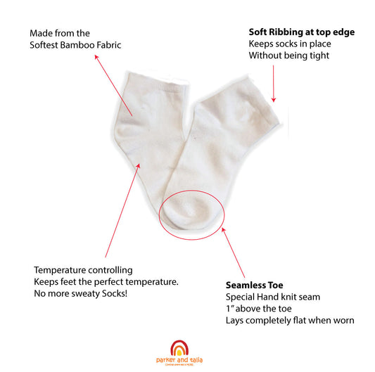 ANKLE 3-Pack Seamless Toe Socks great with Sensory Sensitivities