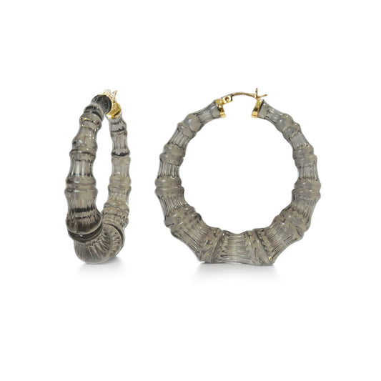 Blackberry Lucite Bamboo Hoop Earrings