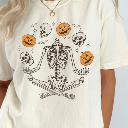 Halloween Preppy Skeleton Jackolatern | Comfort Colors T-shirt | Moody Shirt | Gift for Mamas | Stylish Trendy Apparel
