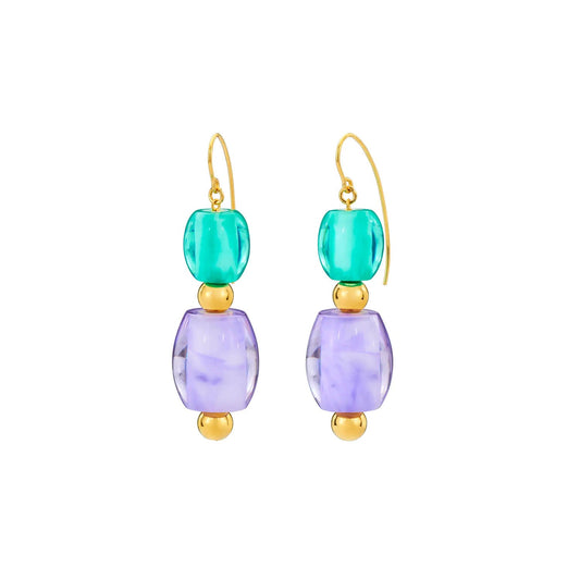 Double Bead Drop Earrings