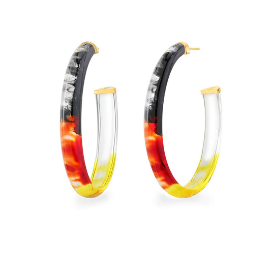 XL Oval Tie Dye Lucite Hoops in Earth