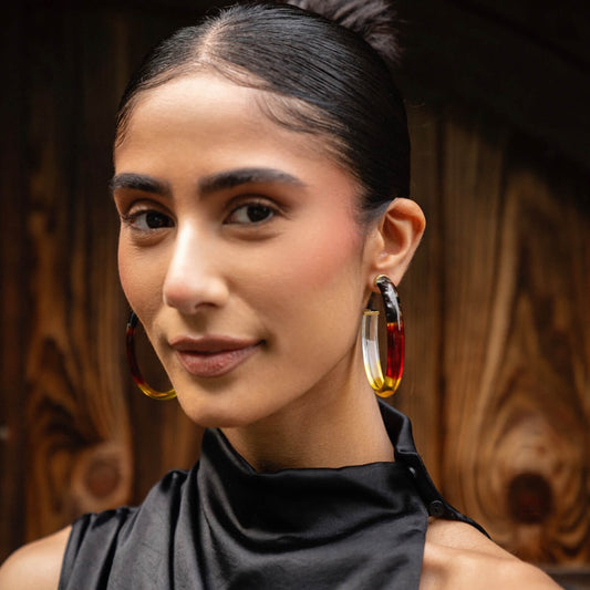 XL Oval Tie Dye Lucite Hoops in Earth