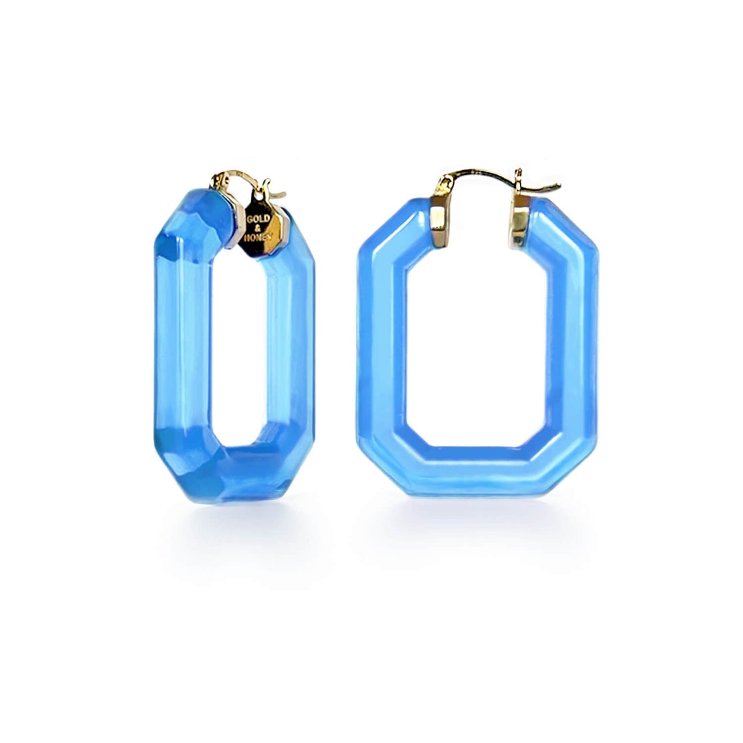Emerald Gem Lucite Hoop Earrings