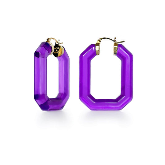 Emerald Gem Lucite Hoop Earrings