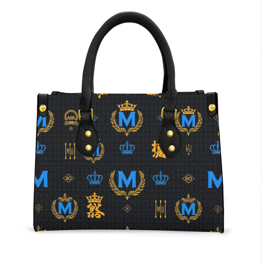 Munsieur Zip Pocket Fashion Handbag with Crown Print