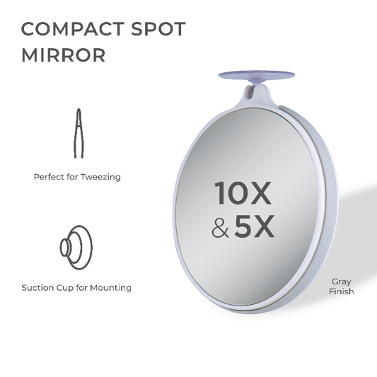 Compact Shower Mirror with Magnification & Suction Cup