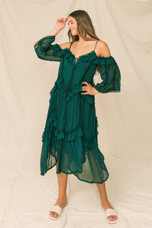 You're Mines Still Ruffled Midi Dress
