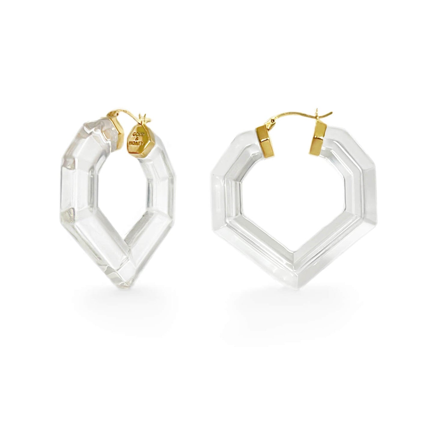Heart Gem Lucite Hoop Earrings