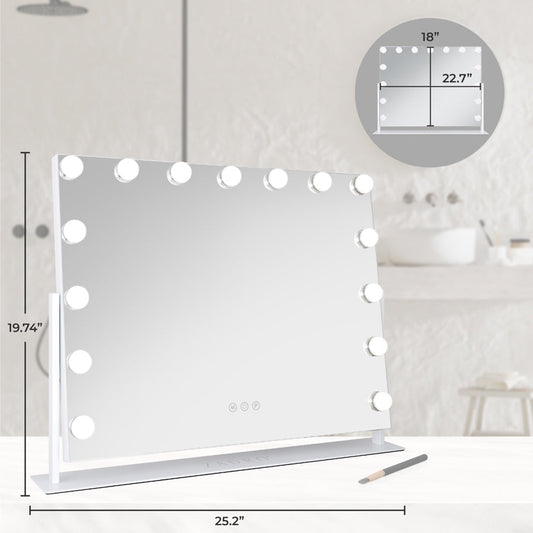 15 Led Light Bulb Horizontal Hollywood Makeup Mirror - 25" X 20”