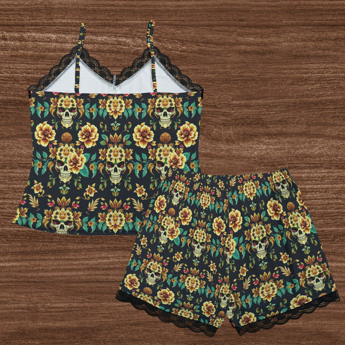 Munsieur Luxury Urban Sleepwear Set with Skull Floral Design