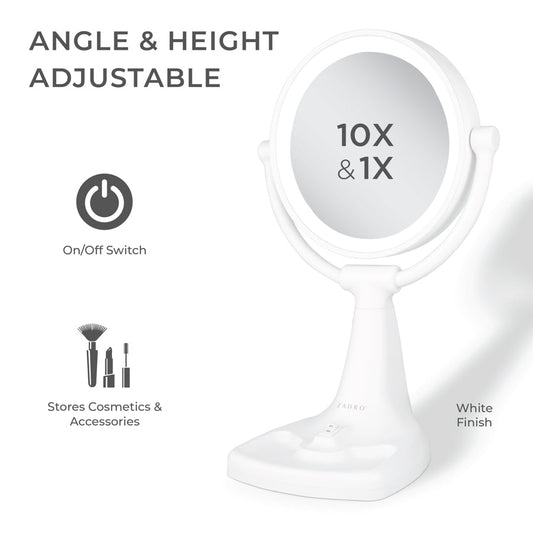 Max Bright Lighted Makeup Mirror with Magnification & Storage Tray