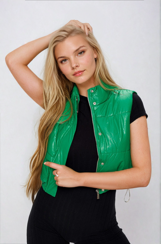 Energy Cropped Vest in Kelly Green