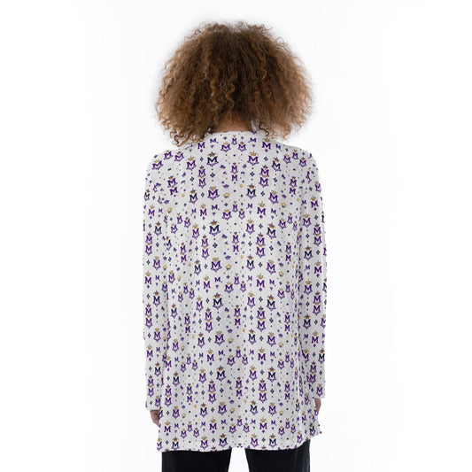 Munsieur Printed Cardigan Sweater with Pockets - Stylish