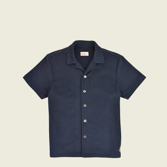 Navy Toweling Terry Cabana Shirt