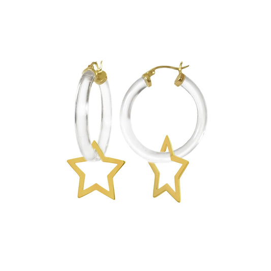 Star Charm Lucite Hoop Earrings