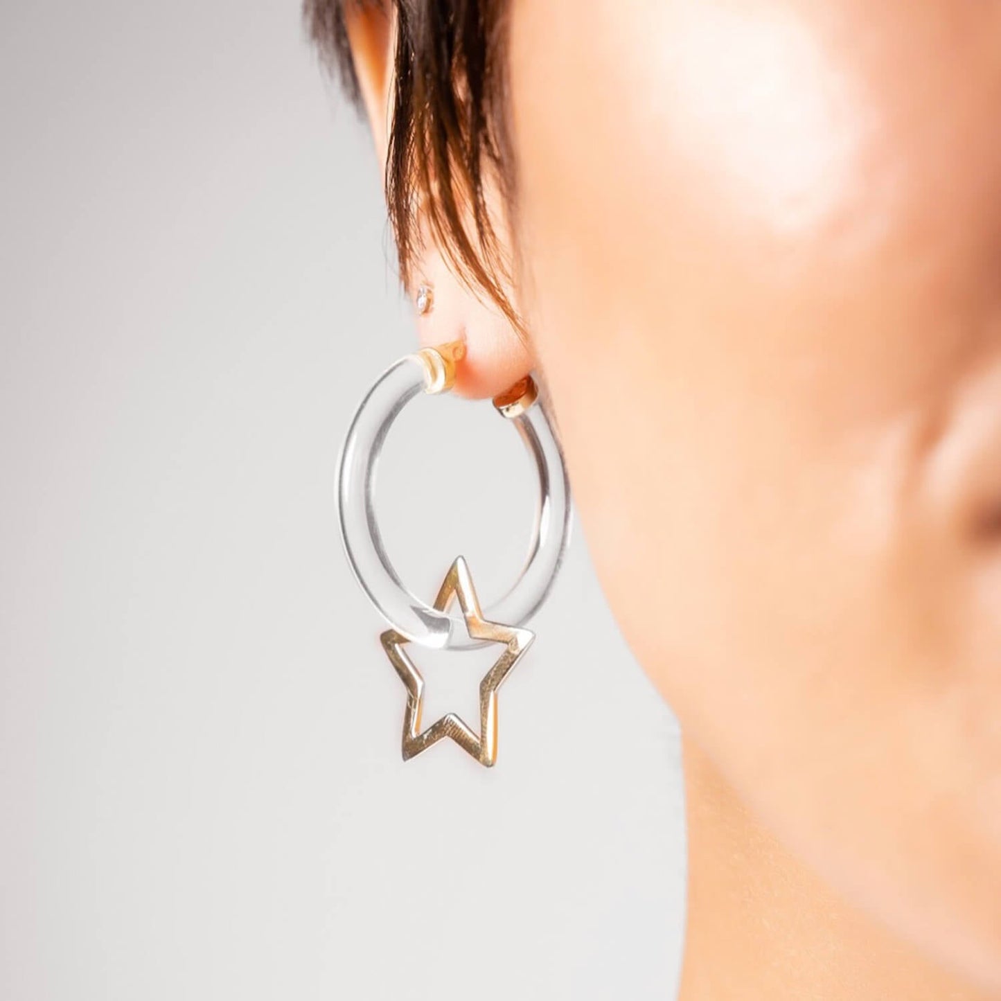 Star Charm Lucite Hoop Earrings