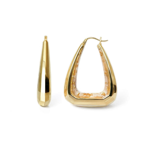 Triangle Gem Cut Hoop Earrings