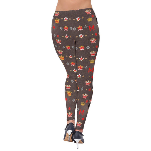 Munsieur Women's Luxury Print Leggings with Crown Design