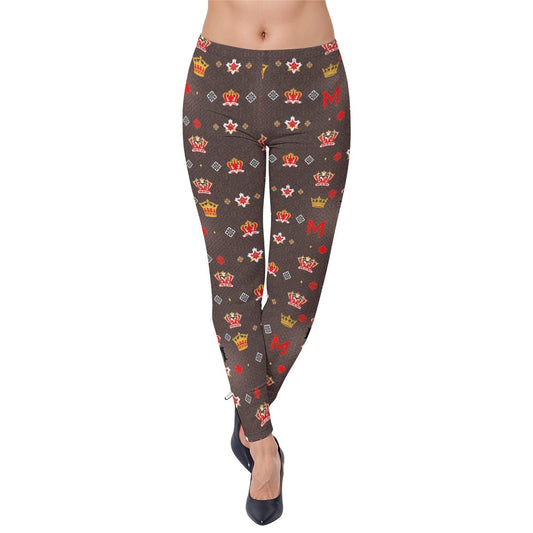 Munsieur Women's Luxury Print Leggings with Crown Design