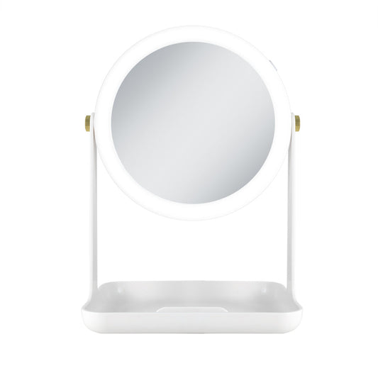 Back-to-School Lighted Makeup Mirror with Accessory Tray & Phone Holder