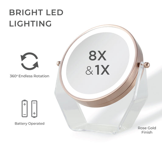 Lighted Makeup Mirror with Magnification & Swivel